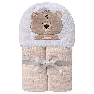 Toalha De Banho Felpuda Papi Friends Forrada Com Capuz Bordado - Urso Ted