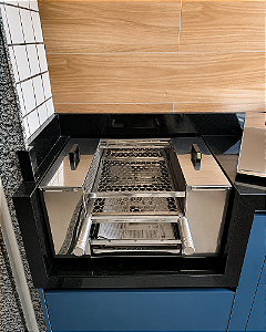 Churrasqueira Ecológica Sem Fumaça com Carvão Lateral em Aço Inox
