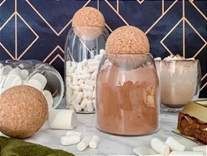 Jogo 03 Potes de Vidro e Tampa de Bola em Cortiça