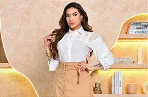 Camisa social feminina com renda