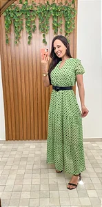 Vestido verde com bolinhas
