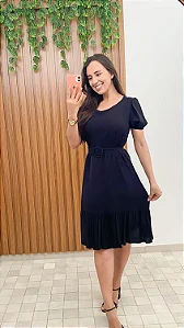 Vestido Preto curto com cinto