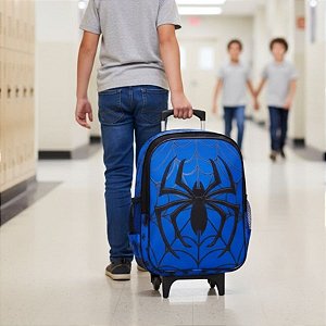 Mochila Com Rodinhas Spider Tamanho G - Vou Leve