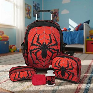 Kit Mochila Com Rodinhas Spider Tamanho M - Vou Leve