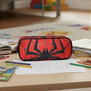 Estojo Escolar Spider Vermelho - Vou Leve