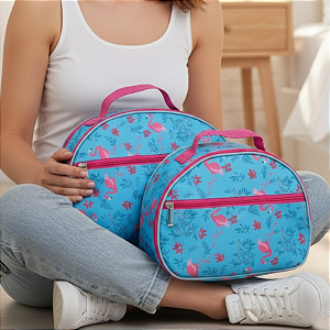 Kit Nécessaires Tamanho M e P Flamingos - Vou Leve