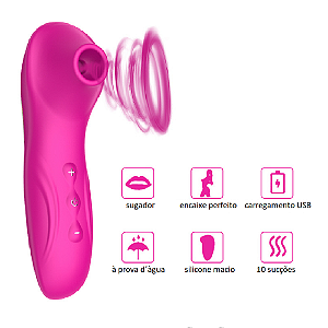 Vibrattore Estimulador Sugador Recarregável 10 Frequências de Sucção
