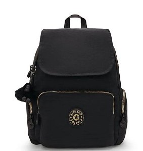 MOCHILA KIPLING CITY ZIP S GLORIOUS GOLD PRETO