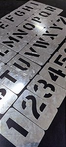 Kit Stencil Alfabeto E Números Vazados Em Chapa Com 7cm