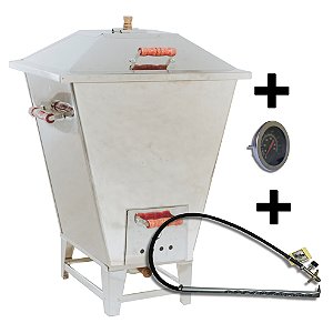 Churrasqueira à Bafo Inox Carvão Média 15kg + Kit Gás + Termômetro