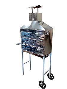 Churrasqueira de Carrinho para Espetinhos Inox + Kit Gás modelo C-800ik