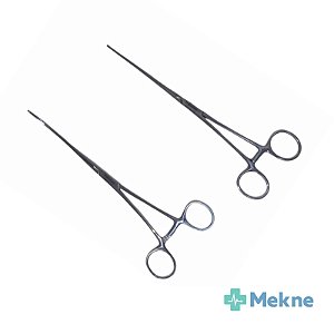 Kit de Pinça Kocher Intestinal Reta e Curva 26 cm
