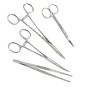 Kit de Pinças, Porta Agulha, Tesoura para Medicina Veterinária