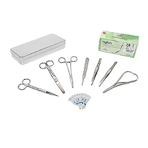 Kit Cirúrgico Medicina Veterinária Estojo 18x08x03 cm