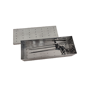 CAIXA DE ESTERILIZAÇÃO DE VIDEO CIRURGIA CONTAINER 55x20x12 AÇO INOX
