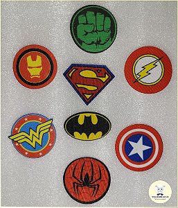 Termocolante Heróis  - Venda por Unidade -  Medidas na descrição (média 3,5 cm) - Hulk, Homem de Ferro, Super Homem, Flash, Mulher Maravilha, Batman, Capitão América e Homem Aranha