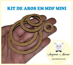 Kit com 10 Aros Mini  de MDF - Medidas entre 6.9 e 2.2 cm - Borda 5mm