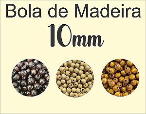 Bola de Madeira (Missanga, Miçanga, Entremeio, bola macramê) - 10mm - Pacote com  40 unidades da mesma cor