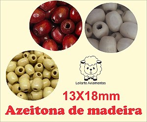 Azeitona de Madeira  - Tamanho 18mm X 13 mm -  (Pacote com 10 unidades)