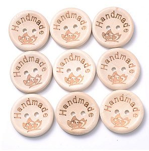 Botão de Madeira Handmade  Borboleta - Tamanhos 15mm ou 20mm (Pacote com 10 unidades)