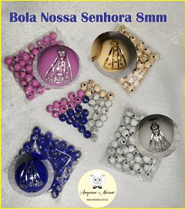 Bola Nossa Senhora - 8mm - Embalagem com 20 gramas - Cores rosa, marinho, branco e bege