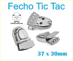 Fecho de metal para Bolsa Tic Tac - Tamanho: 37 x 30mm  - Embalagem com dois jogos