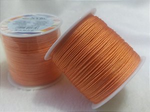 0.8mm - Fio Cordão Chines - Tassel - Cordão Nylon - Poliester  - Cor 522 - Laranja Rosado - Rolo com 100 metros