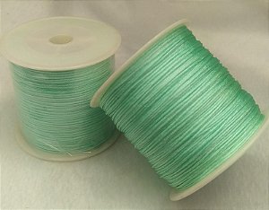 0.8mm - Fio Cordão Chines - Tassel - Cordão Nylon - Poliester  - Cor 191- Verde Água - Rolo com 100 metros