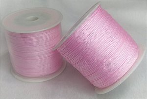 0.8mm - Fio Cordão Chines - Tassel - Cordão Nylon - Poliester  - Cor 132- Rosa BB - Rolo com 100 metros