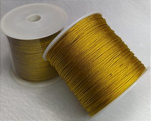 0.8mm - Fio Cordão Chines - Tassel - Cordão Nylon - Poliester  - Cor OUR- Ouro - Rolo com 100 metros