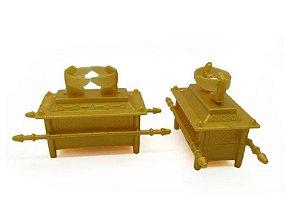 Miniatura de Arca da Aliança em Plástico ABS -  Porta Óleo - 10 cm altura - Cor Dourado - Venda por unidade