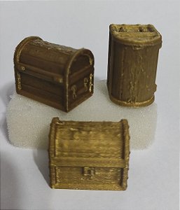 Miniatura - Baú - Cor  dourado - Venda por Unidade