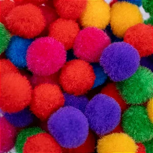 Pompom Bolinha Microfibra - 20mm - Poliéster - Pacote com 15 unidades de cores aleatorias