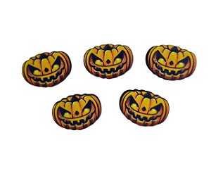 Aplicação estampada em MDF - Abóbora - 16x12mm - Pacote com 5 unidades