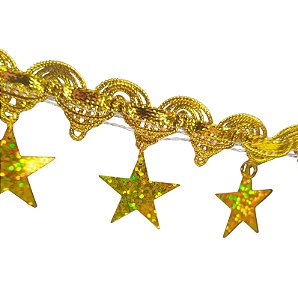 Passamanaria (Galão) Dourada com Lantejoula Estrela - 45mm - REF: 127- (Venda por metro)