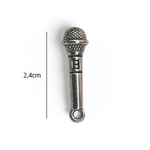 Pingente/Miniatura Microfone - Metal - 2,4cm - Venda por PAR