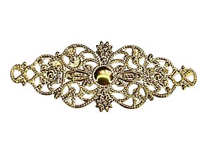 Conector/Aplicador de Filigrana - 6,2cm - Dourado - Metal - Venda por PAR