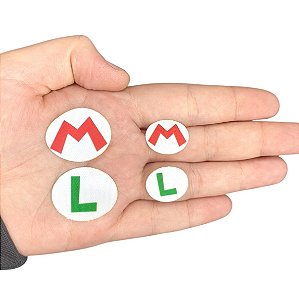 Termocolante Mario ou Luigi - Logo do Chapéu - 20x16mm ou 30x25mm - Venda da UNIDADE do personagem e tamanho escolhidos