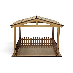 Presépio de Natal em MDF Cru (Cenário / Estábulo) - Altura: 18,5cm - Largura: 24cm - Profundidade: 20cm - Envio do presepio desmontado