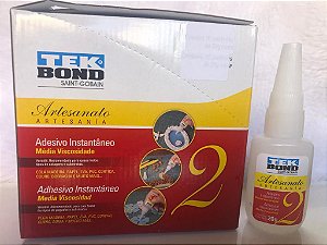 Adesivo Instantâneo TEK BOND - Média Viscosidade nº 2 - 20g (É um adesivo super versátil, pois adere a vários tipos de materiais como borracha, borracha nitrílica, neoprene, E.V.A., dentre outros.)