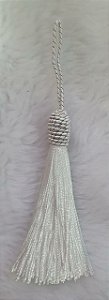 Tassel - Pingente Pompom com Tulipa - 9cm *BRANCO GELO* (venda por unidade)