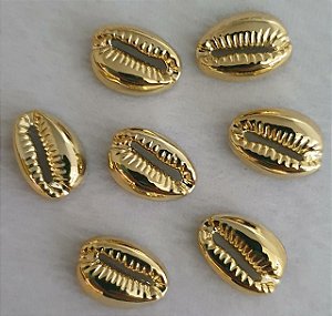 Aplicação ABS Buzios Dourado - 17x13mm - *Embalagem com 6 unidades*