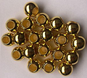 Bola  Dourada Furo Largo - Entremeio -  Passante  - Tamanhos: 8mm, 10mm, 12mm, 14mm