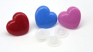 Coração 4 - 27 mm X 24 mm - Cores: Azul, vermelho e rosa médio - *Pacote com 3 unidades e Travas*