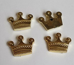 Aplicação ABS Coroa de 3 pontas dourado - Tamanho: 23mm X 23mm - Embalagem com 2 unidades