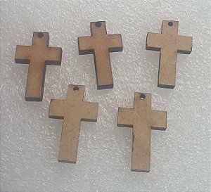 Pingente  CRUZ DE MDF (corte a laser)  -  21 x 19mm - Embalagem com 5 unidades