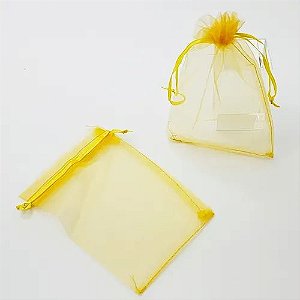 Saco de Organza Amarelo - Tamanho: 150x200mm (15x20cm) - *venda por unidade*