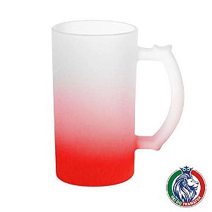 Caneca Chopp Vidro Fosca 475ml Degradê Vermelha