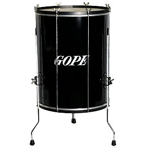 Surdo Gope 18" 60cm Preto c/ Tripé Madeira