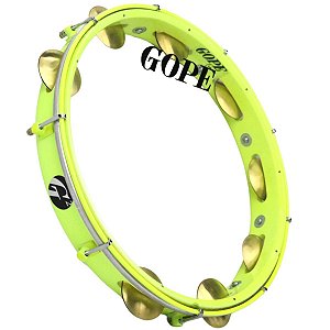 Pandeiro Gope 12" Luminix Amarelo Neon G2 Cristal